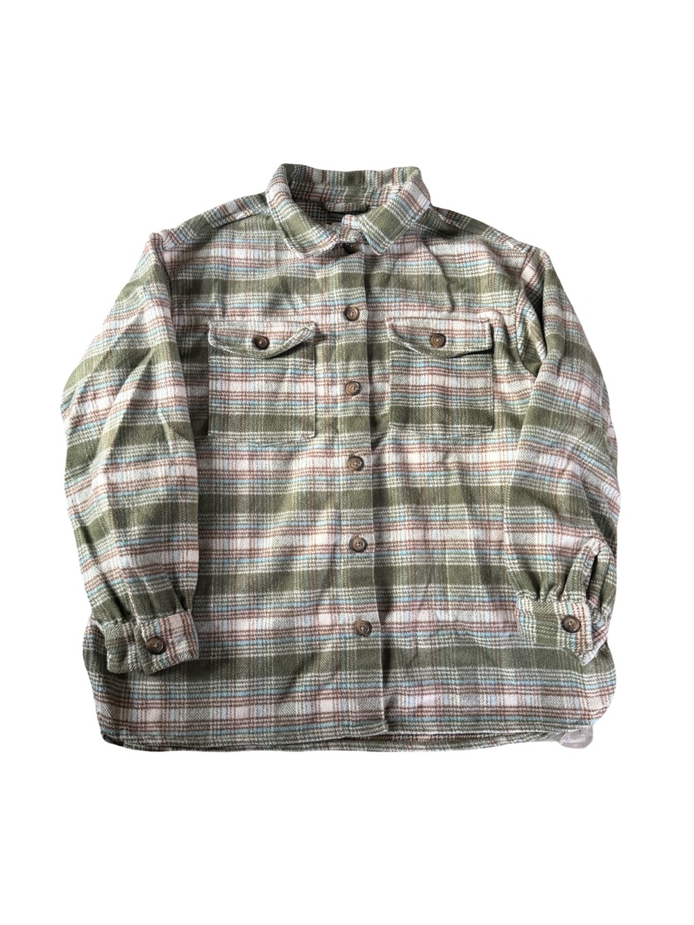 dip Olive Green Plaid Lightweight Shirt Jacket